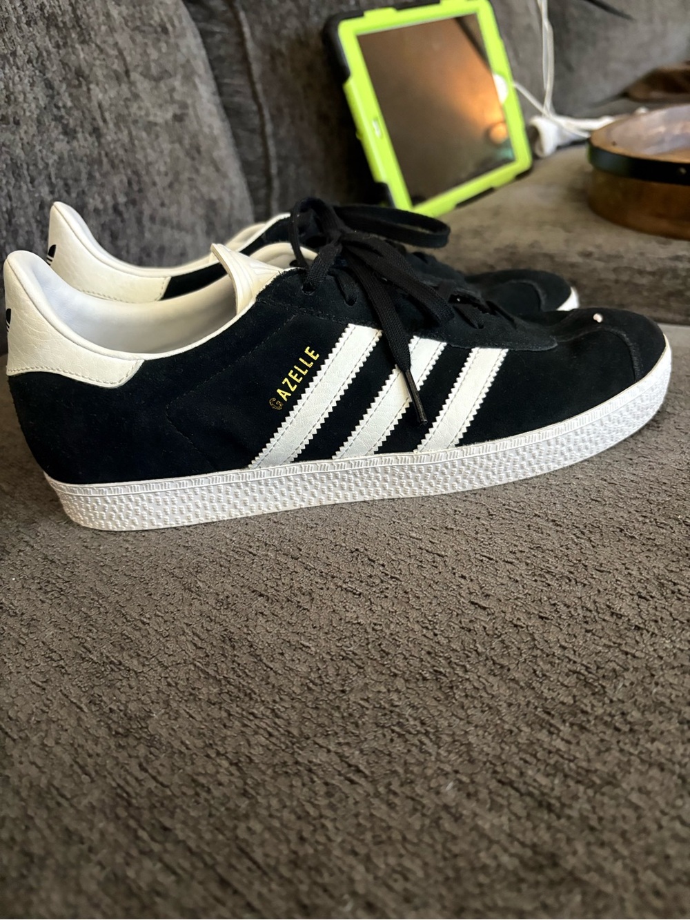 adidas Kids Gazelle Suede Sneakers in Black and White